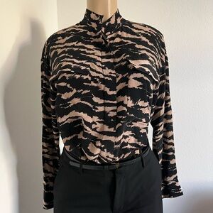 Rails Zebra Print Black and Tan Blouse